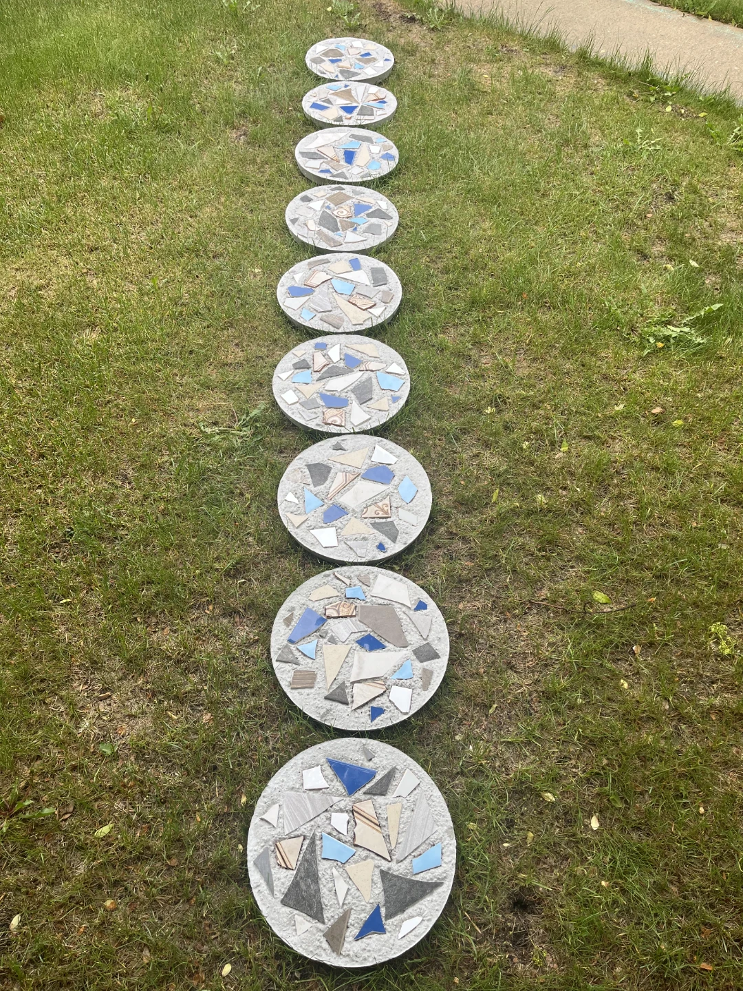 Handmade Concrete and Tile Mosaic Stepping Stones (Blue) - photo 3