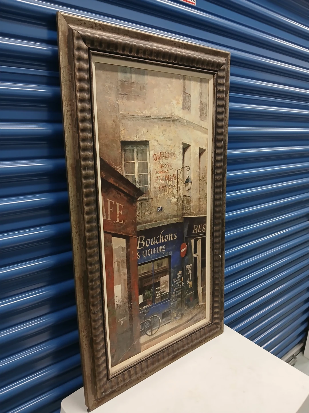 Framed Parisian Street Scene Painting - photo 3