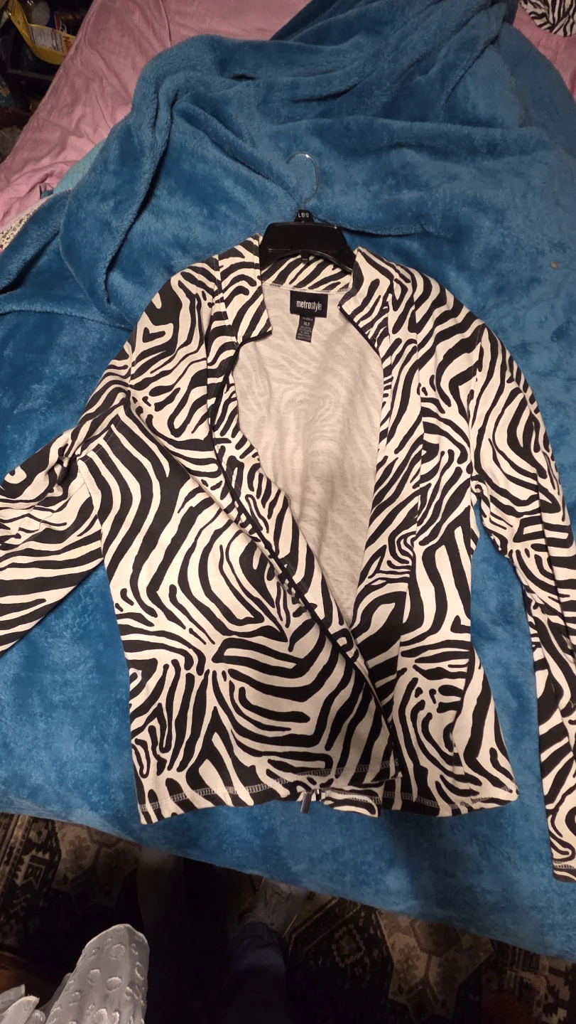 Cute zip zebra short jacket
