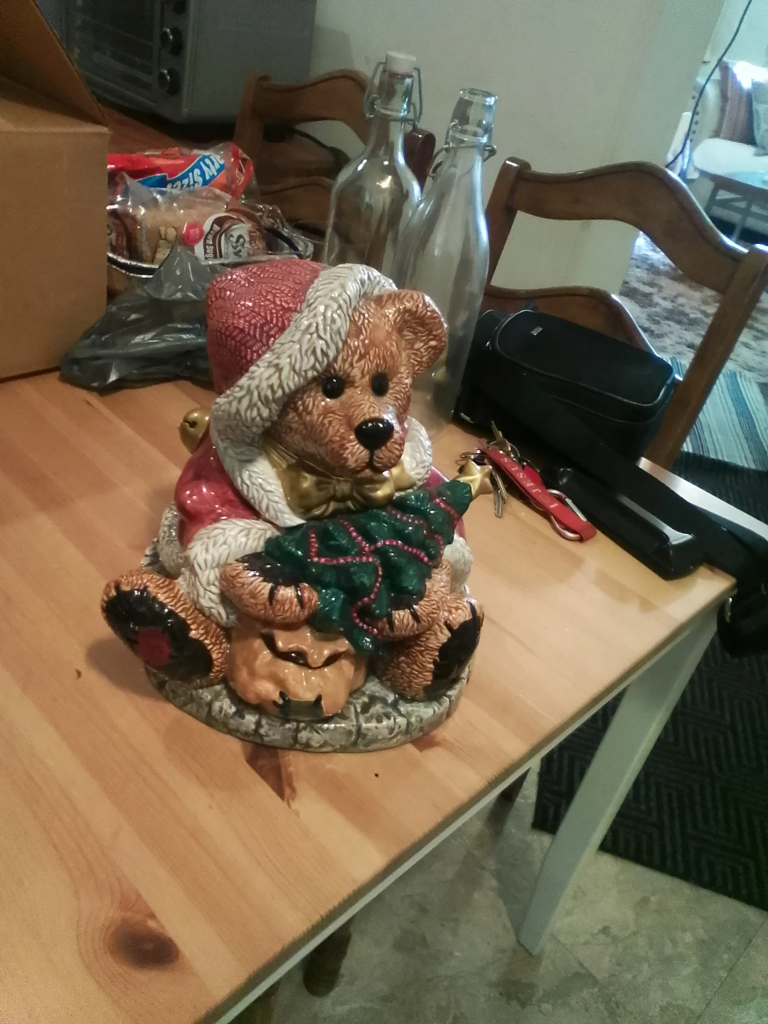 Ceramic Teddy Bear Christmas Cookie Jar - photo 3