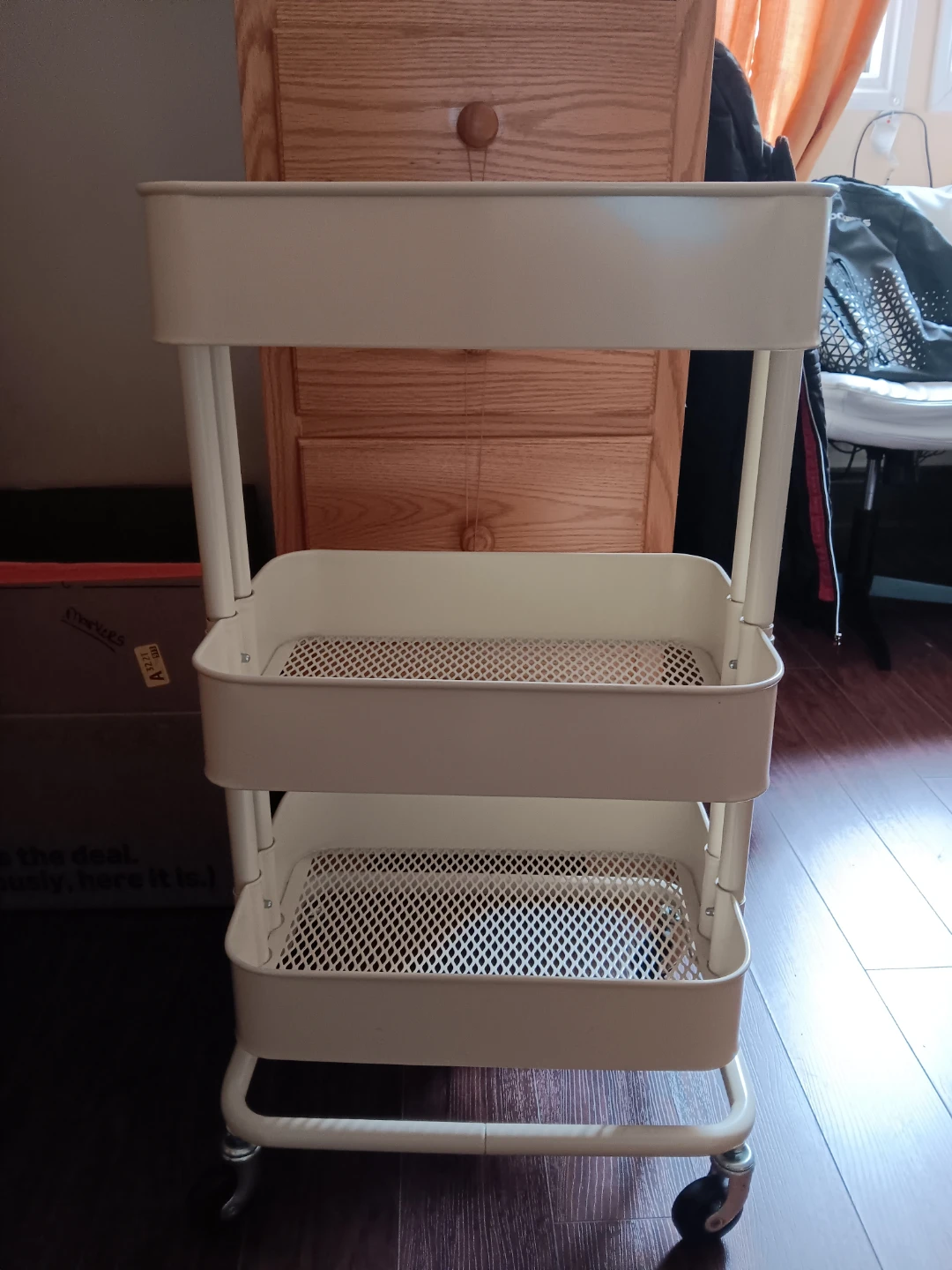 3-Tier Rolling Storage Cart - Cream