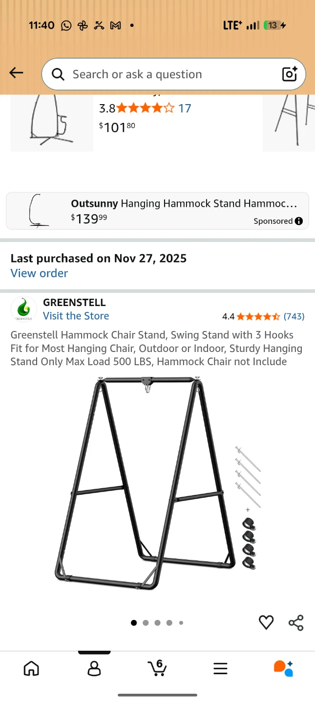 Greenstell Hammock Chair Stand - Black + hammock