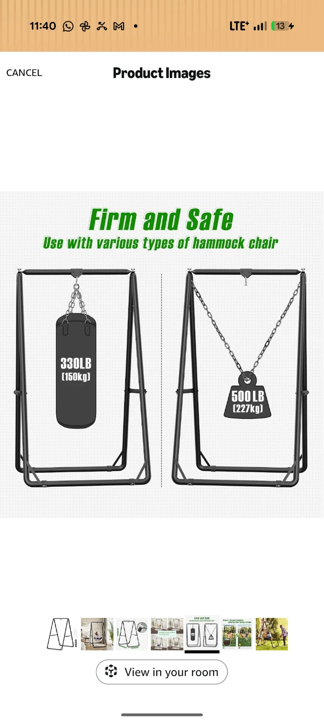 Greenstell Hammock Chair Stand - Black + hammock - photo 4