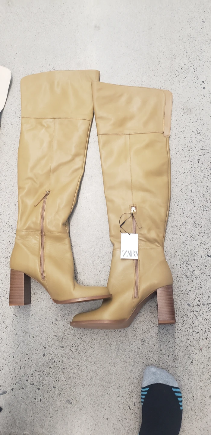 ZARA Tan Knee-High Boots