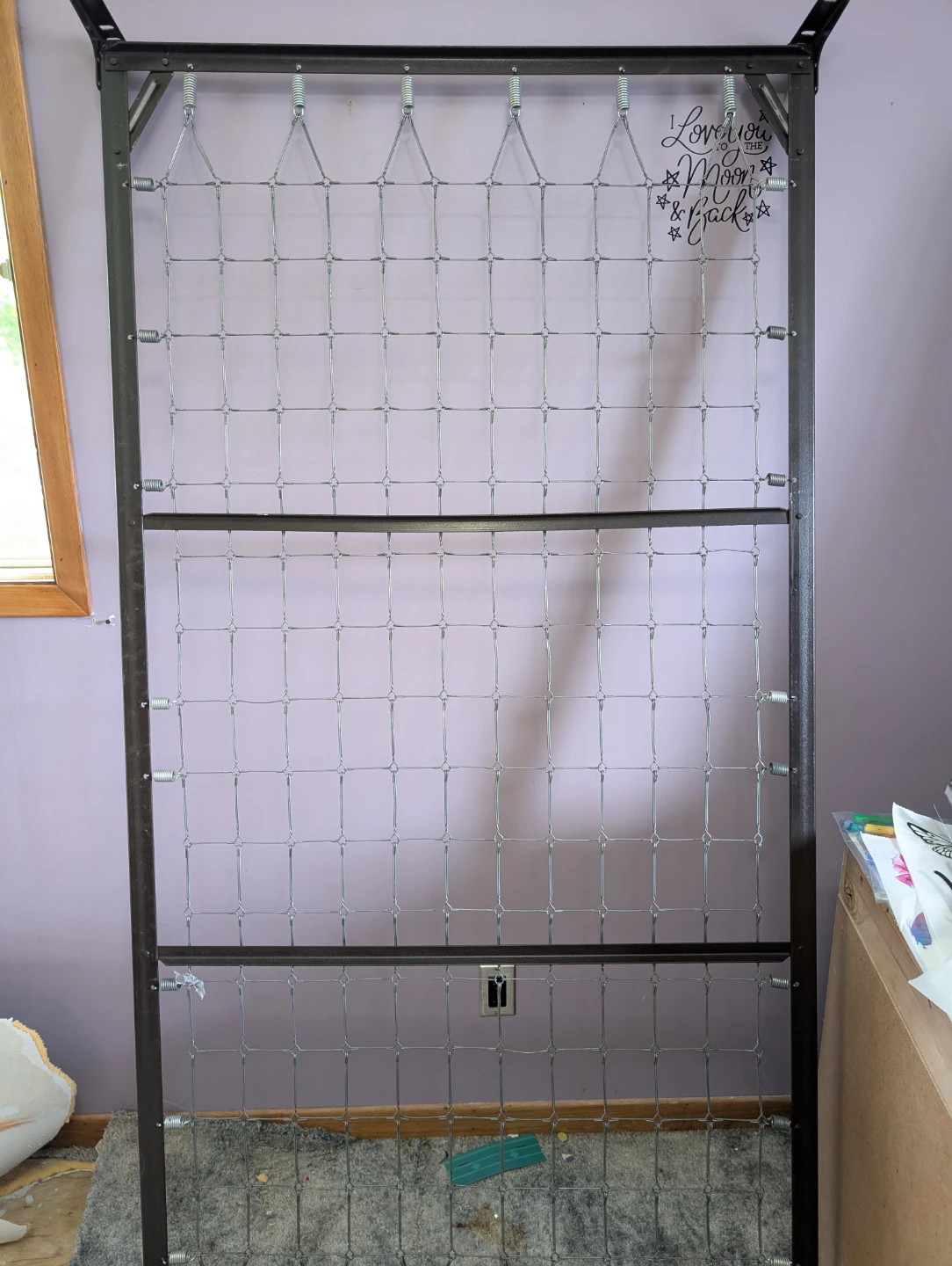 White Wooden Bed Frame with Pink Trim - photo 3