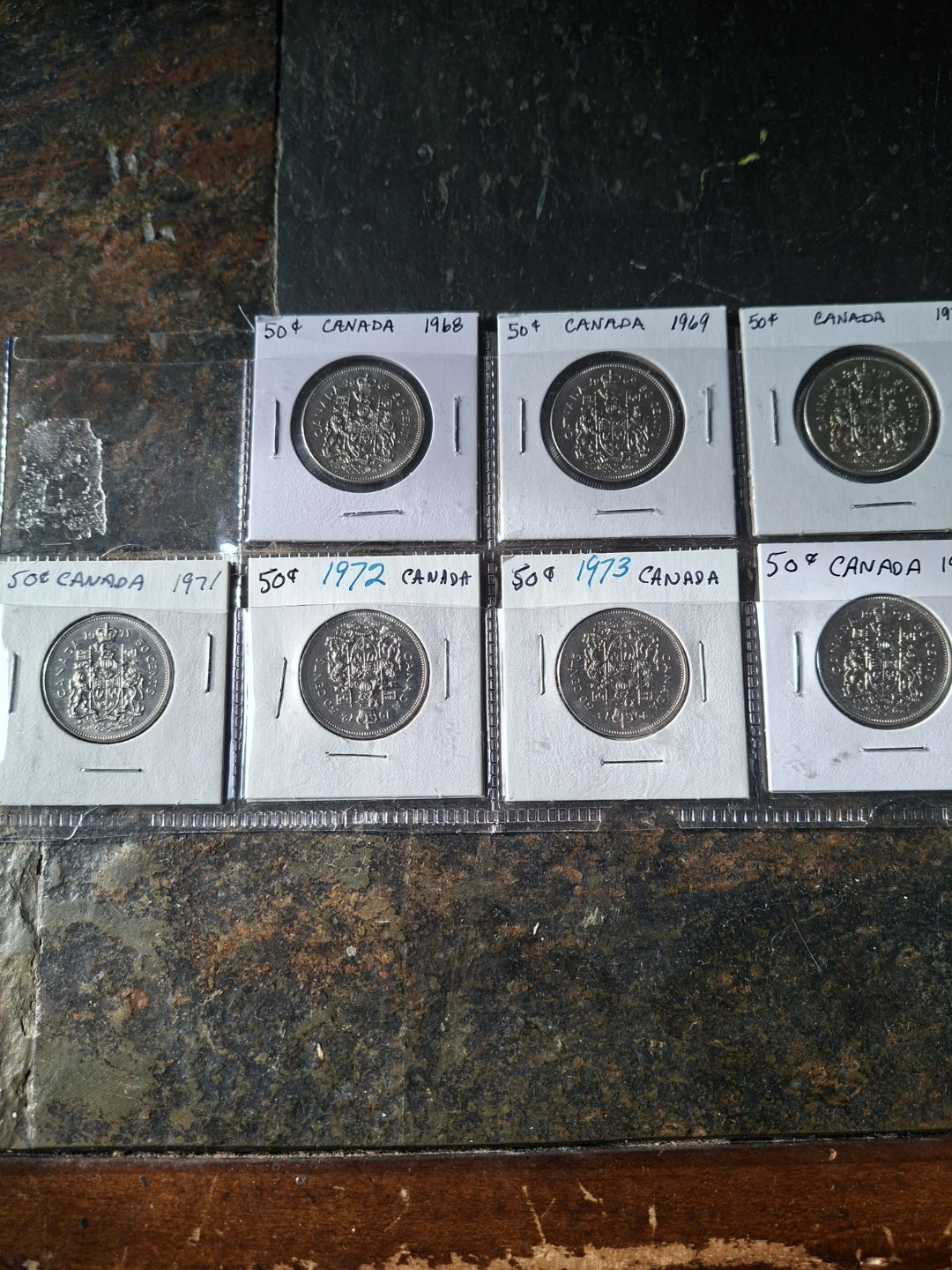 Collection of Canadian 50 Cent Coins 1968-1974