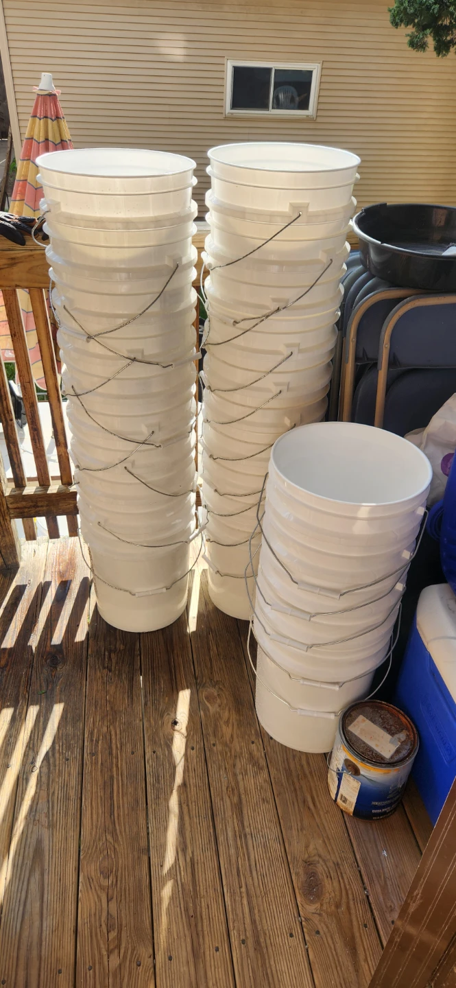 Lot of White Plastic Buckets