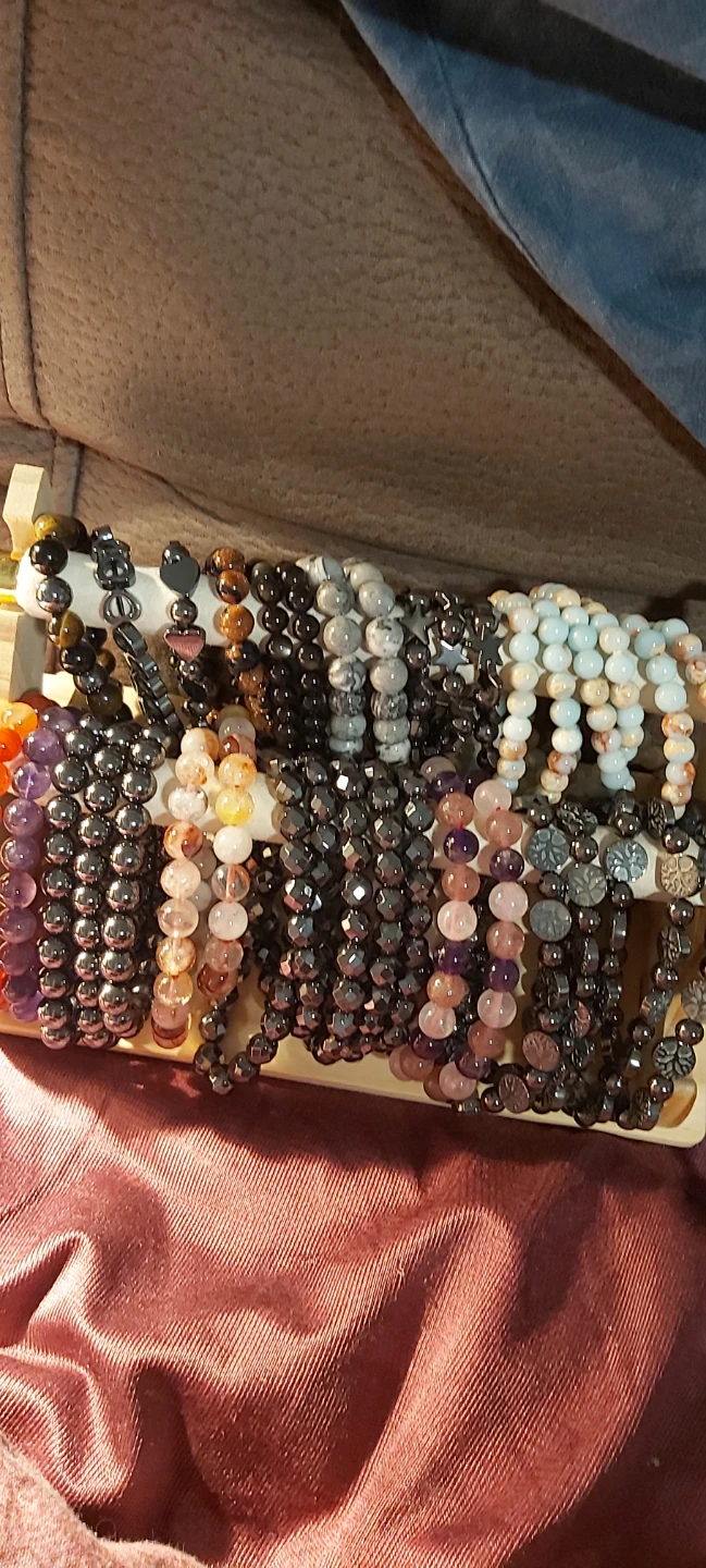 Bracelets, new, crystal & stone