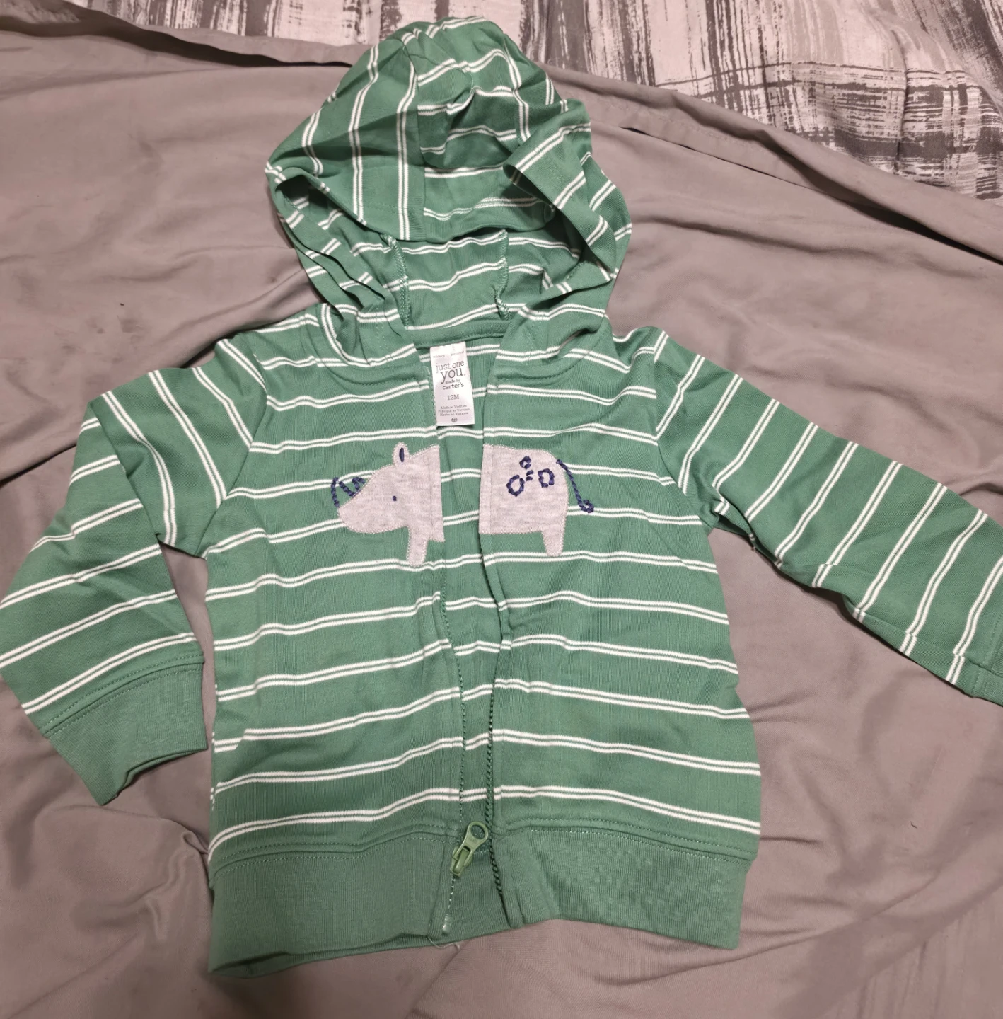 Carter's Just One You Baby Hoodie 12M Green Stripe