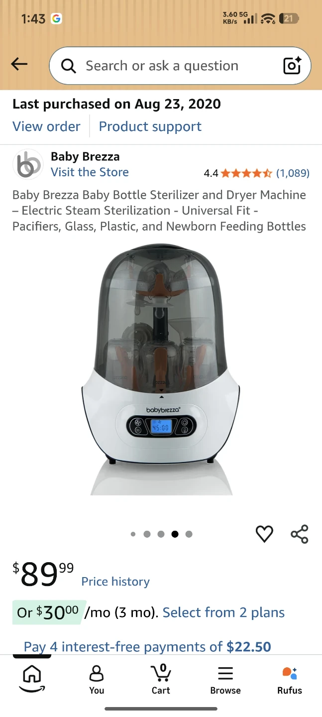 Baby Brezza Bottle Sterilizer and dryer - photo 2