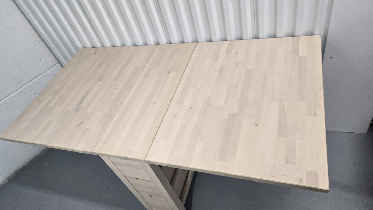 Light Wood Drop-Leaf Convertible table with 6 Drawers - photo 2