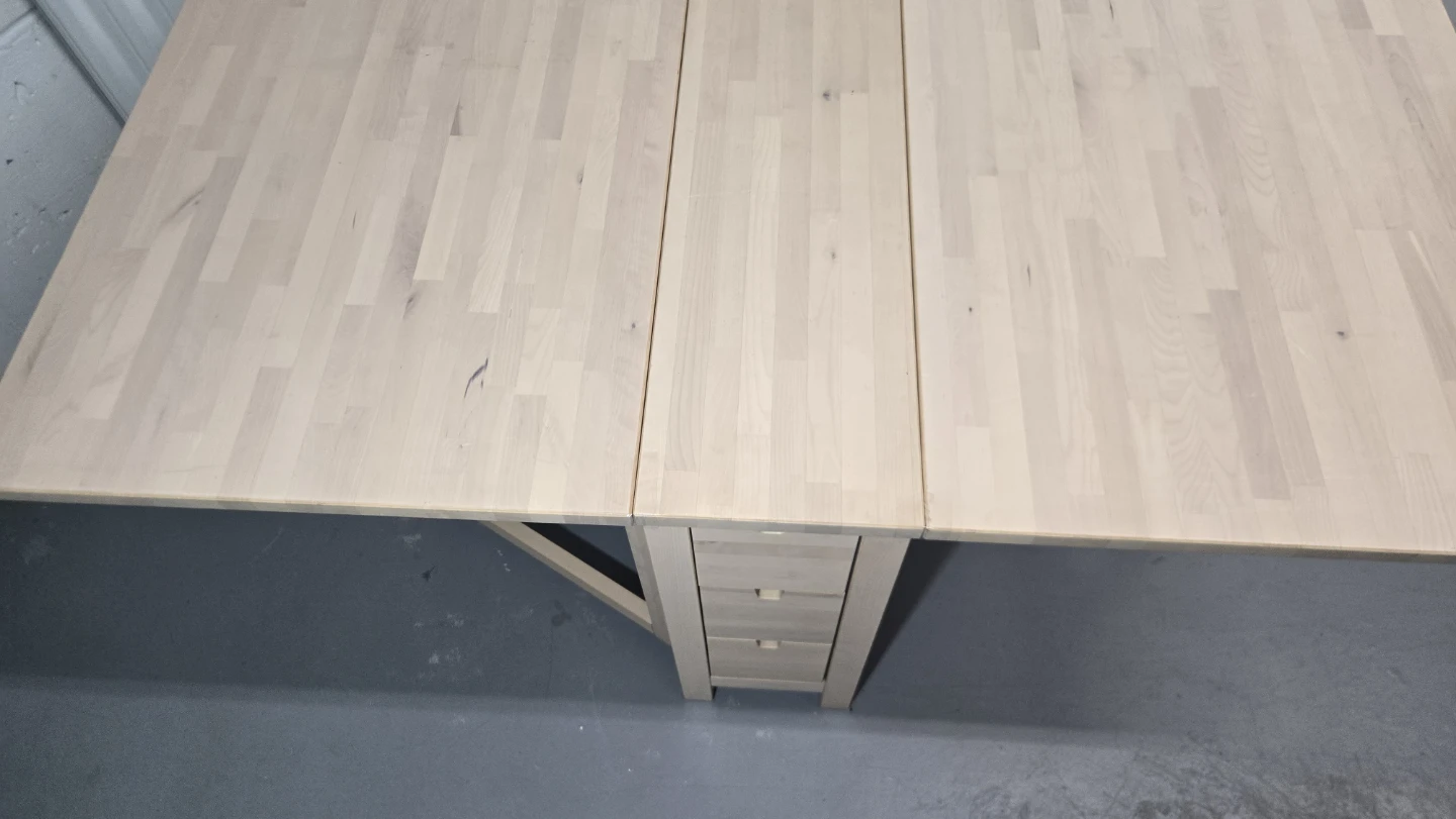 Light Wood Drop-Leaf Convertible table with 6 Drawers - photo 3