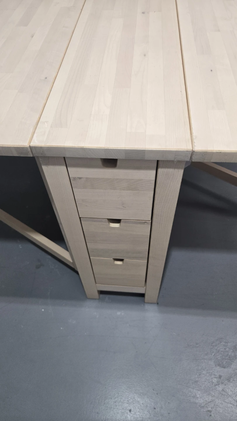 Light Wood Drop-Leaf Convertible table with 6 Drawers - photo 4