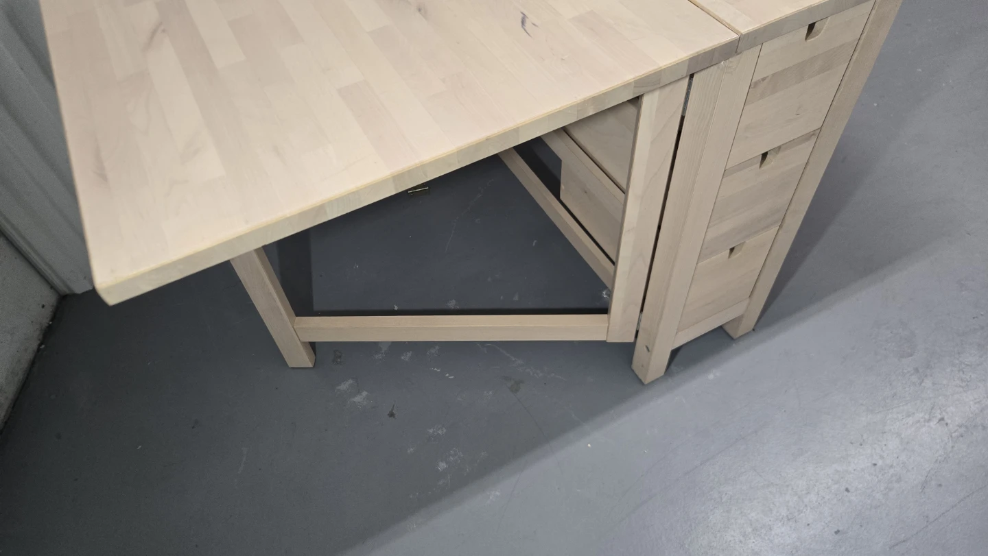 Light Wood Drop-Leaf Convertible table with 6 Drawers - photo 5