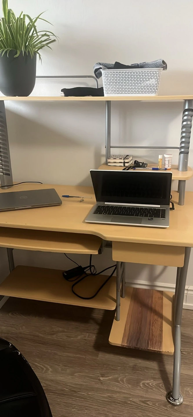 Wooden and Metal Computer Desk