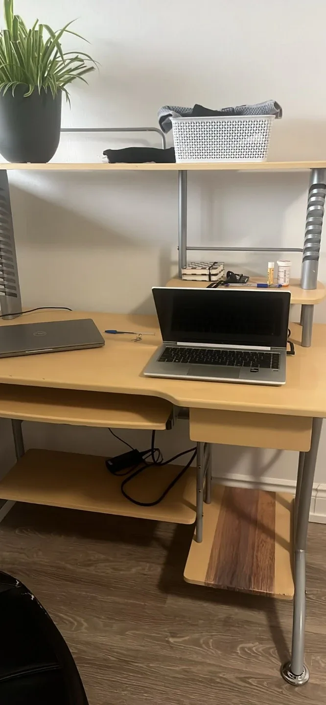 Wooden and Metal Computer Desk