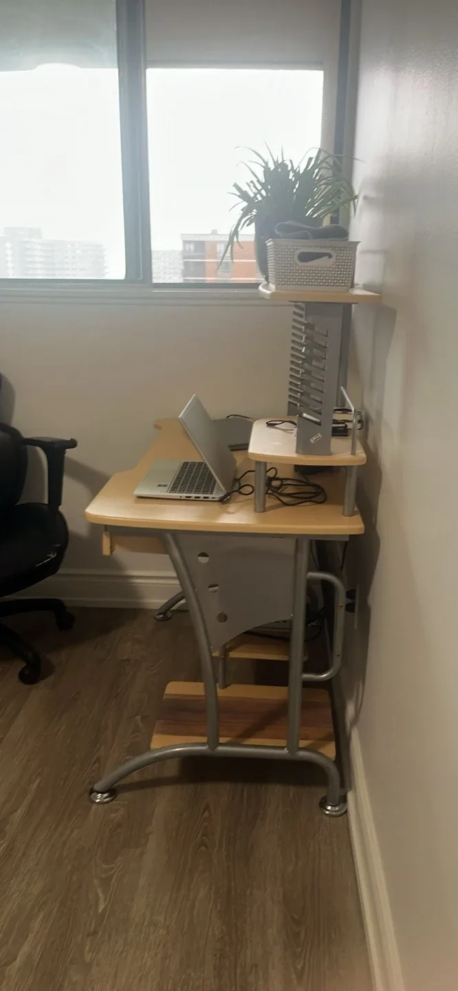 Wooden and Metal Computer Desk - photo 2