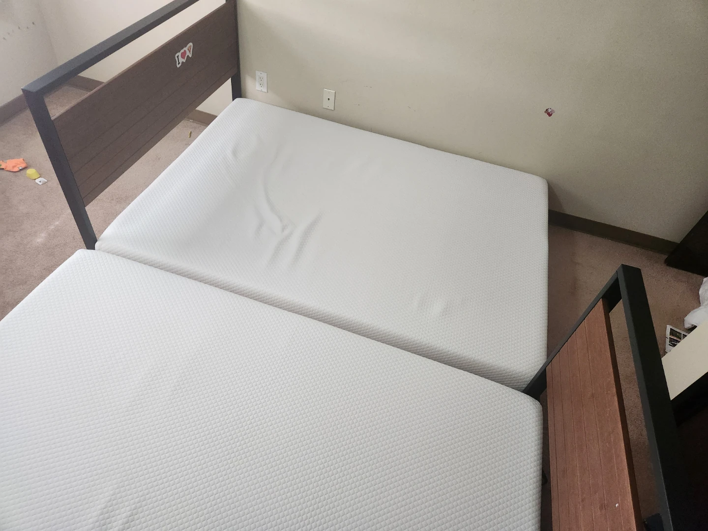 Two Double Bed Frames with Two 5 inch Mattresses