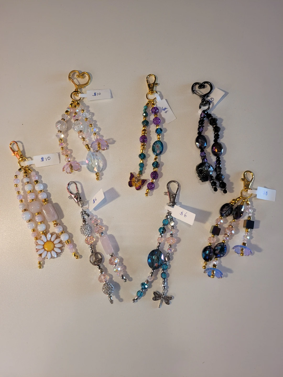 Handmade Beaded Keychains/Charms