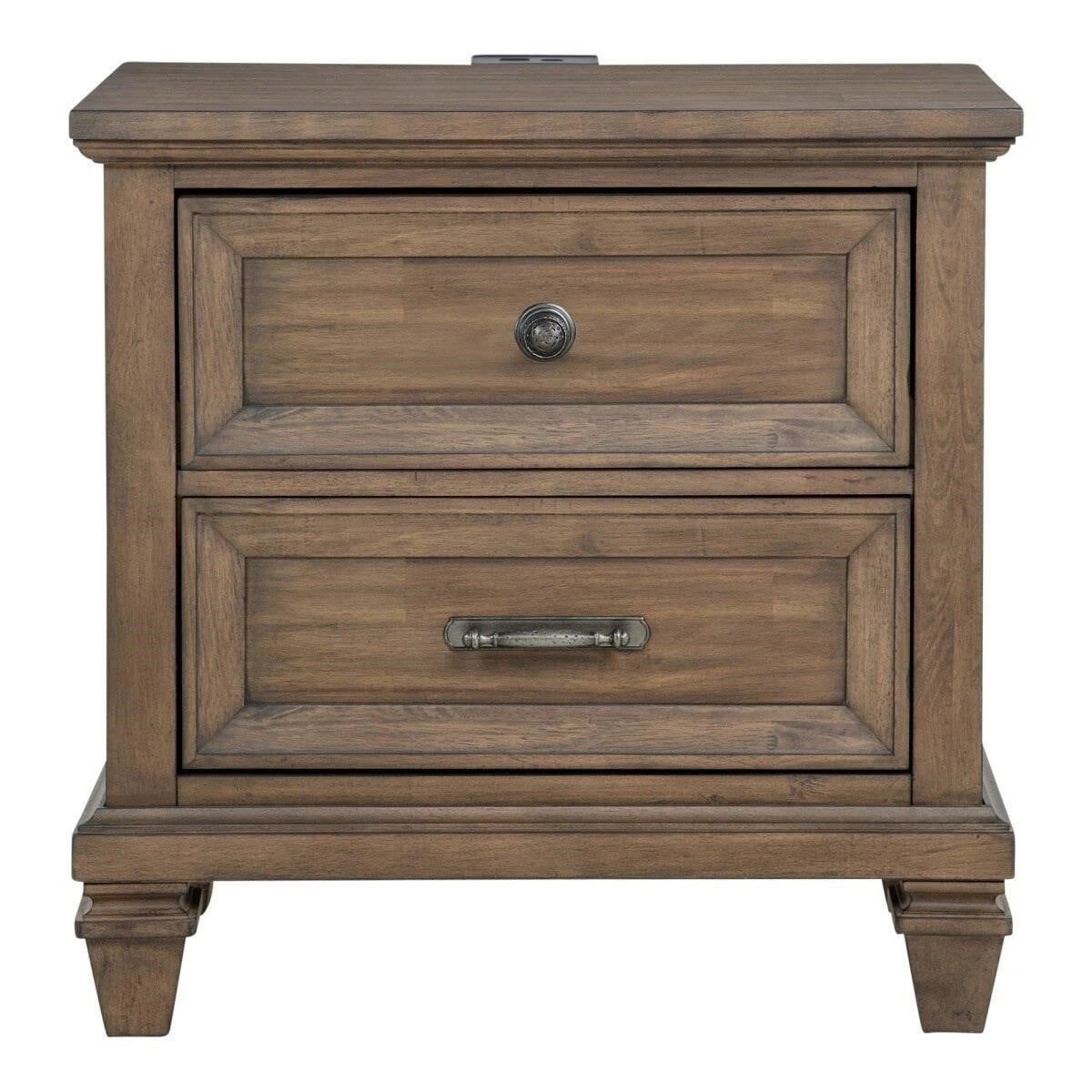 Wooden Nightstand with Two Drawers