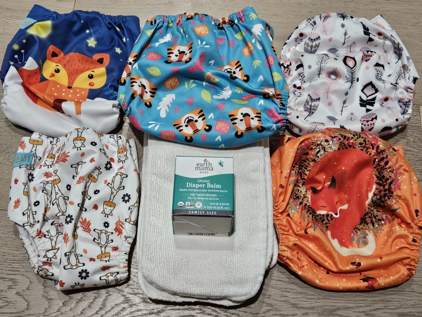 Alva baby cloth diapers & inserts and earth mama diaper balm