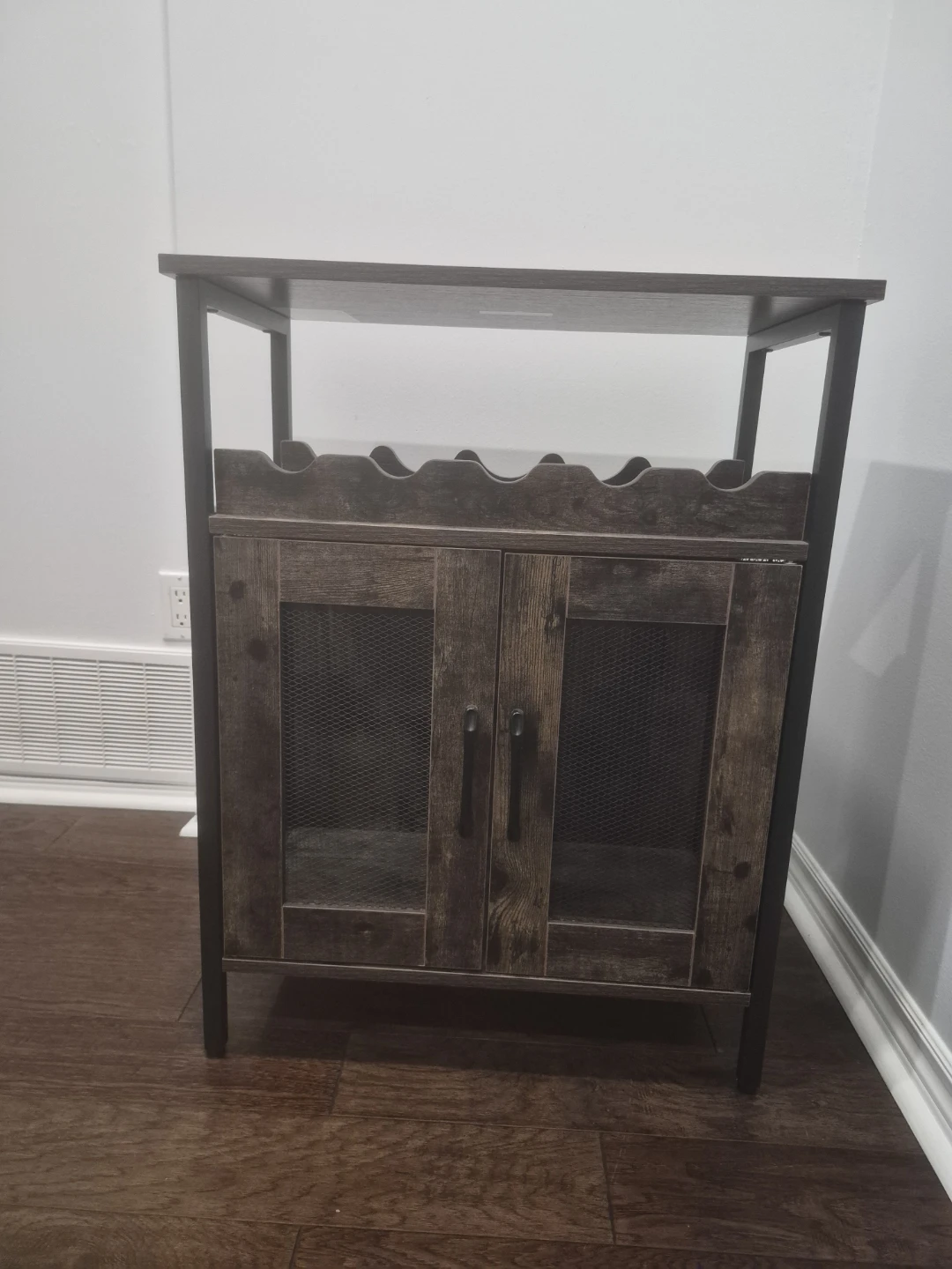 Rustic Wine Cabinet with Mesh Doors