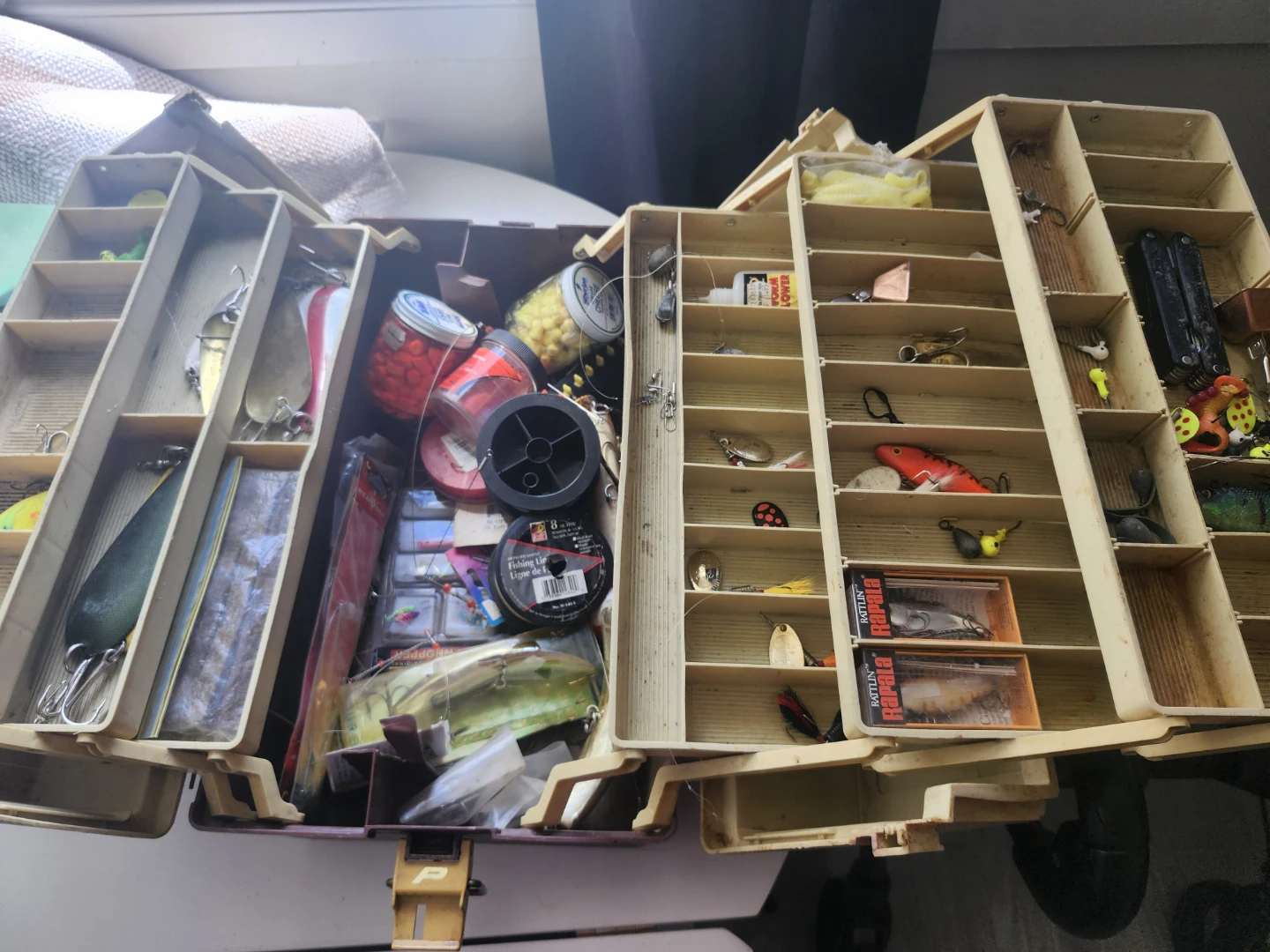 Fishing Tackle Box with Lures and Line