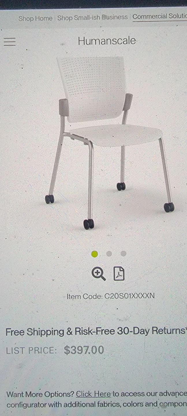 Gray Humanscale Perforated Stacking Chair with Wheels - photo 2