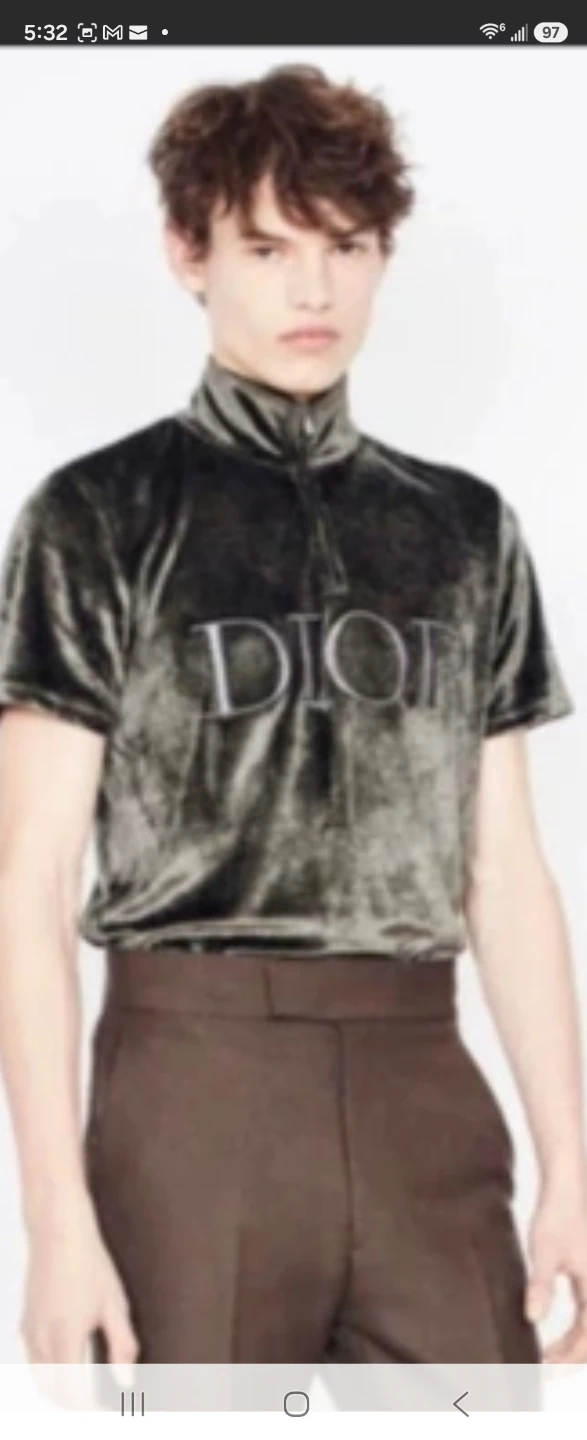 Dior Velvet Black Short Sleeve Zip Mock Neck T-Shirt XL Black - photo 5