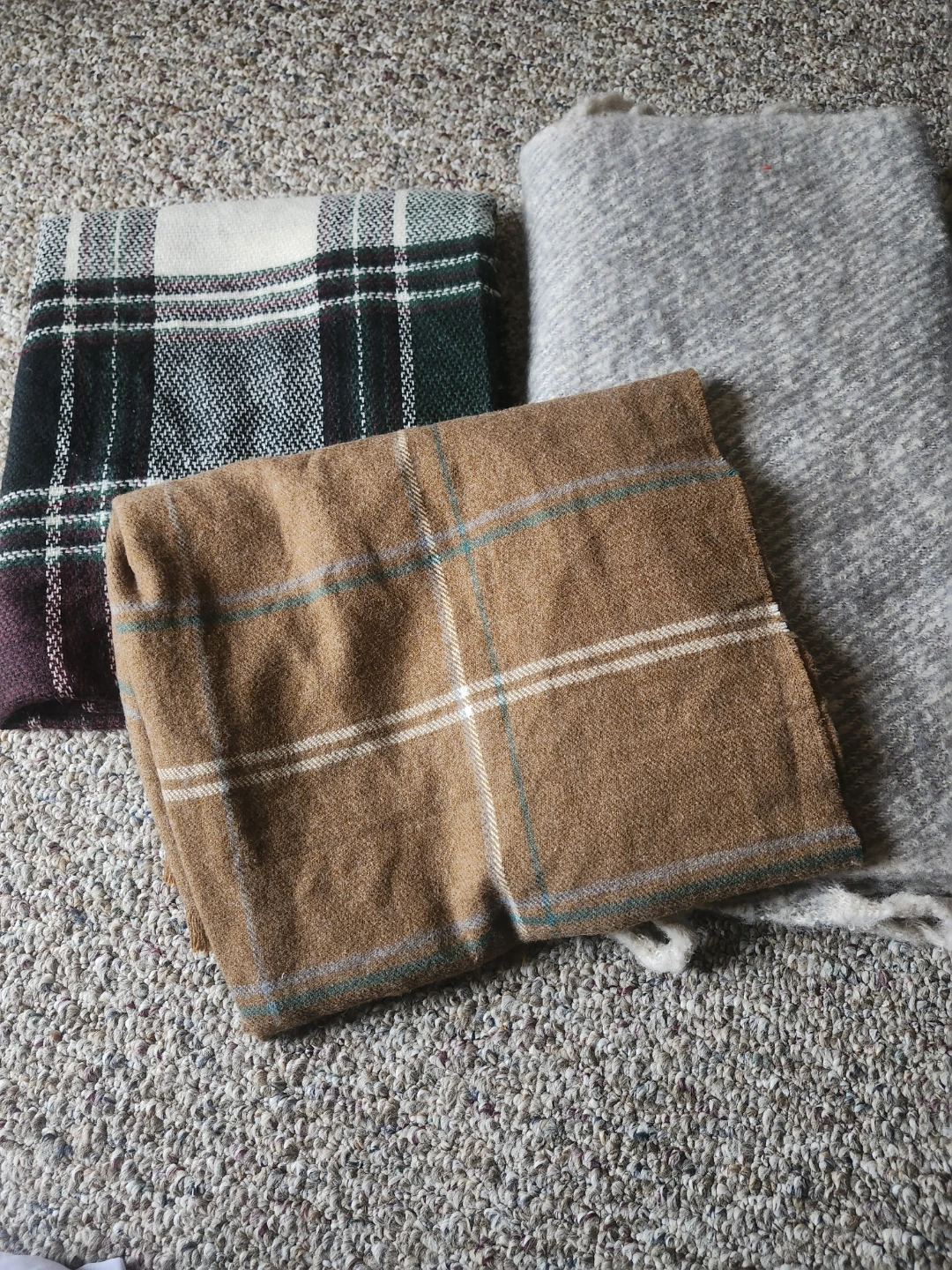 Lot of 3 Plaid Wool Blankets