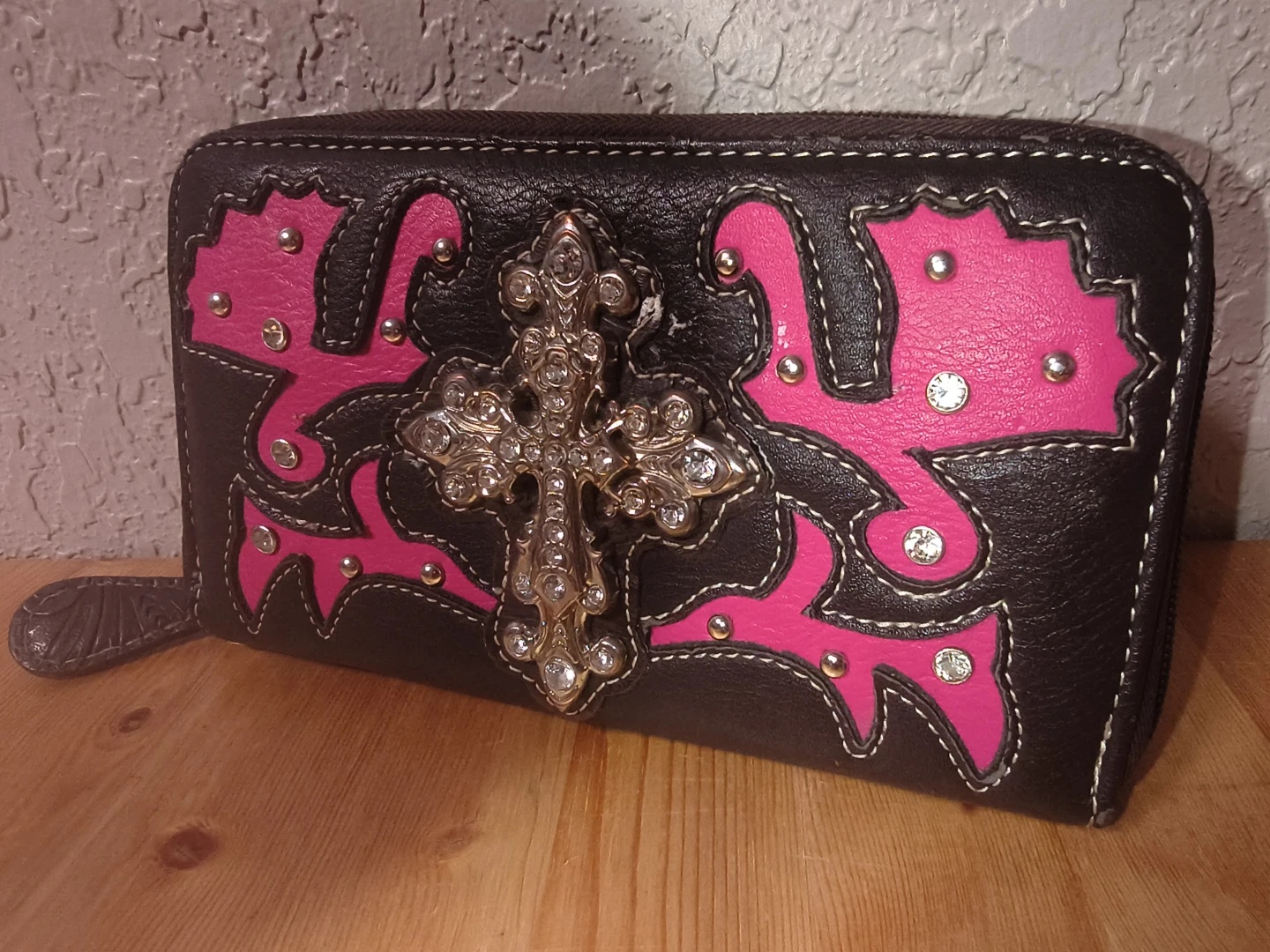 Brown and Pink Cross Wallet - photo 2