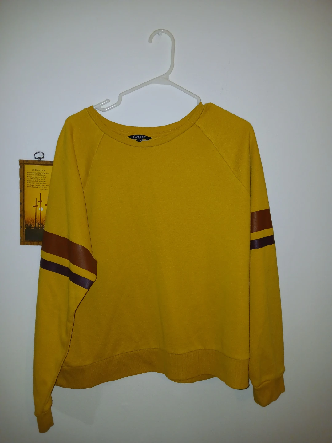 George. Yellow Striped Sleeve Sweatshirt