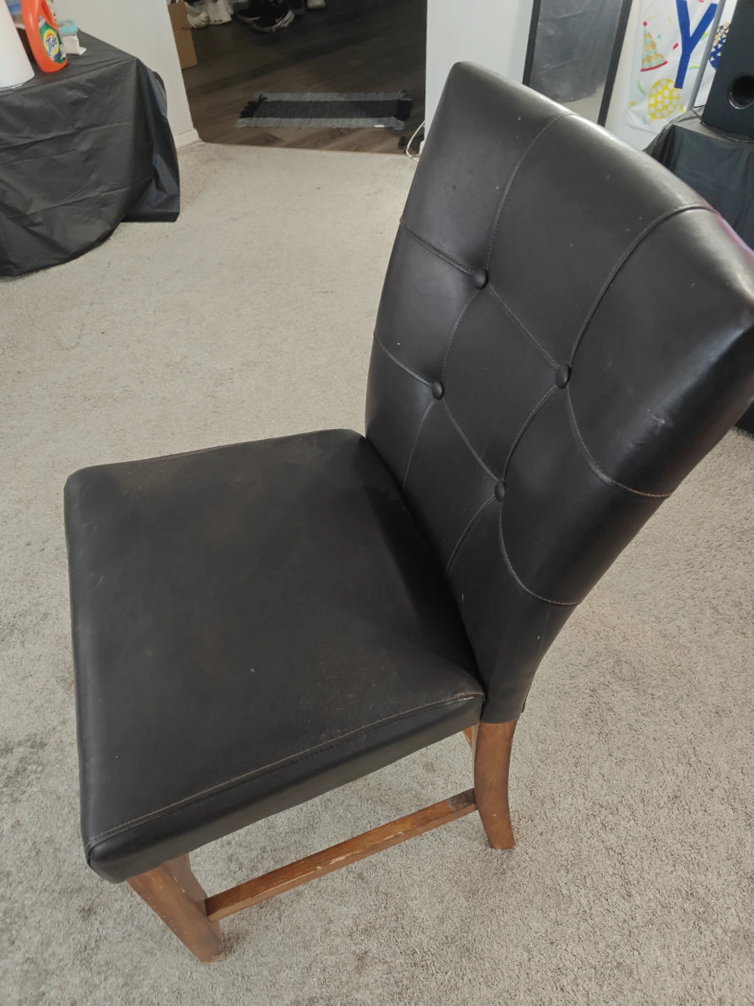 Dark Brown Faux Leather Dining Chair
