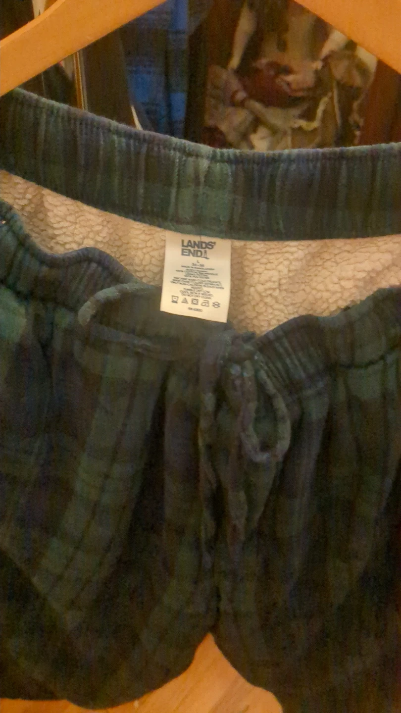 Lands' End Plaid Fleece Lined Lounge Pants Size L - photo 2