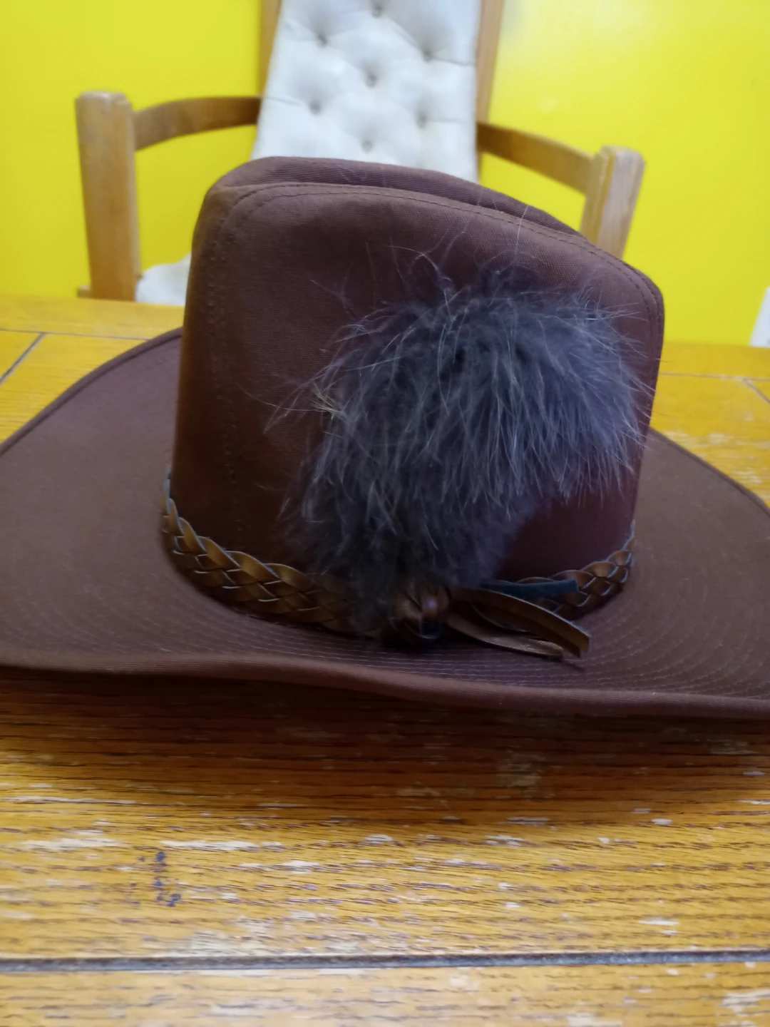 Brown Cowboy Hat with Feather Accent - photo 4