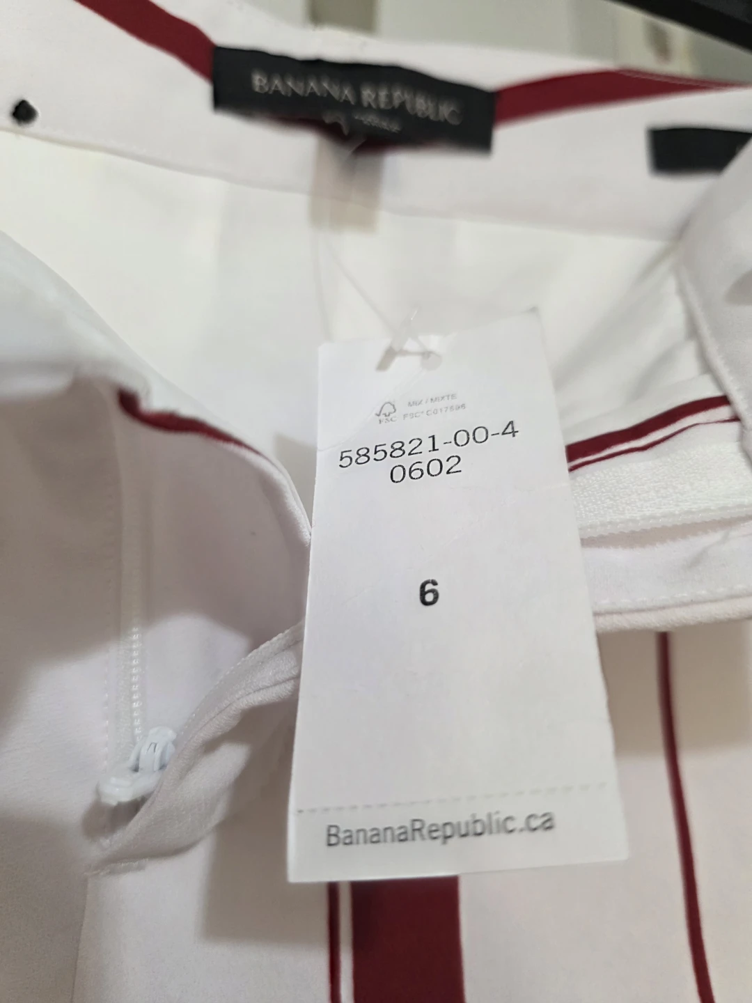 Banana Republic White and Red Striped Pants Size 6 - photo 5