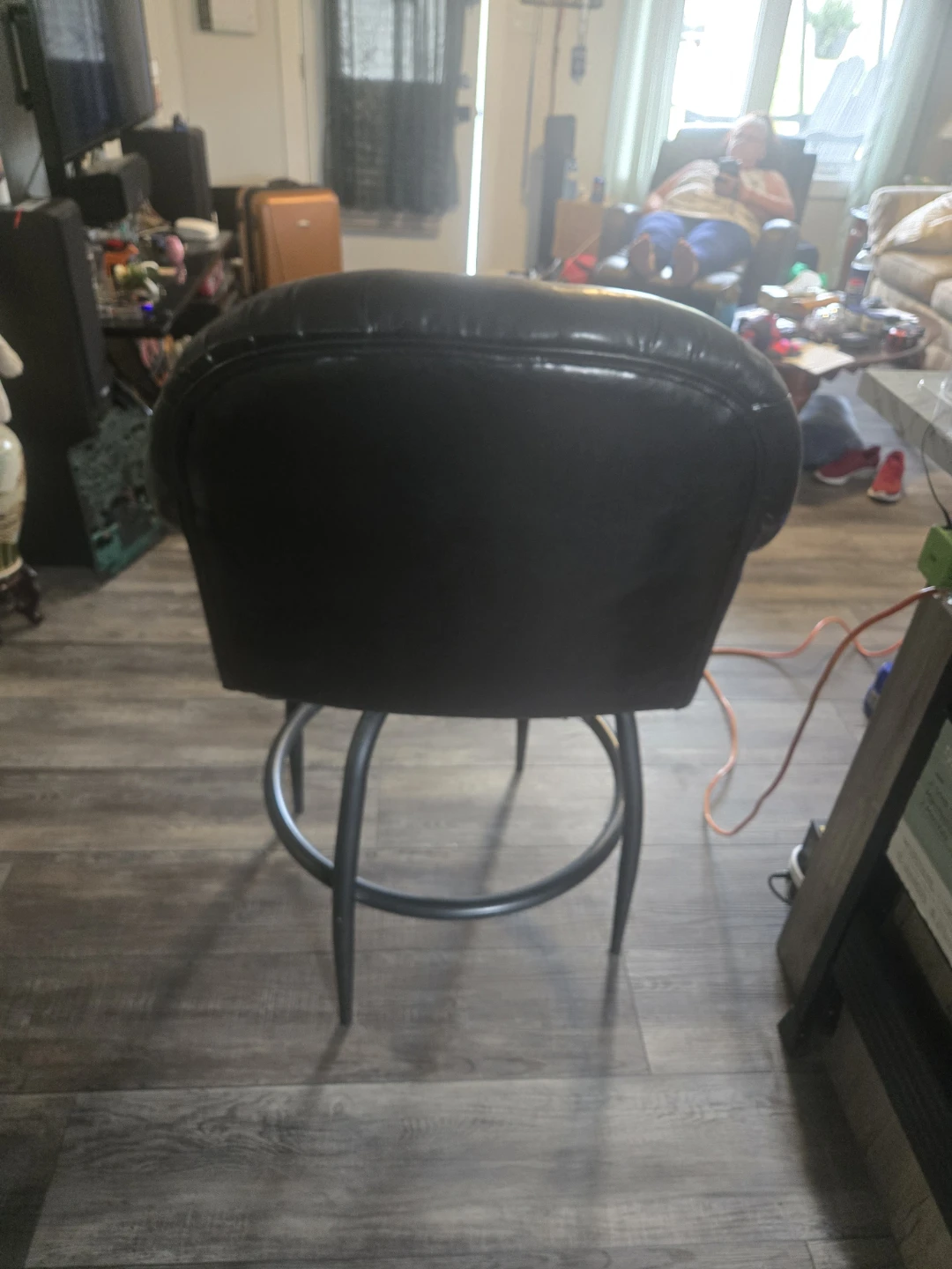 Brown Faux Leather Swivel Bar Stool - photo 2