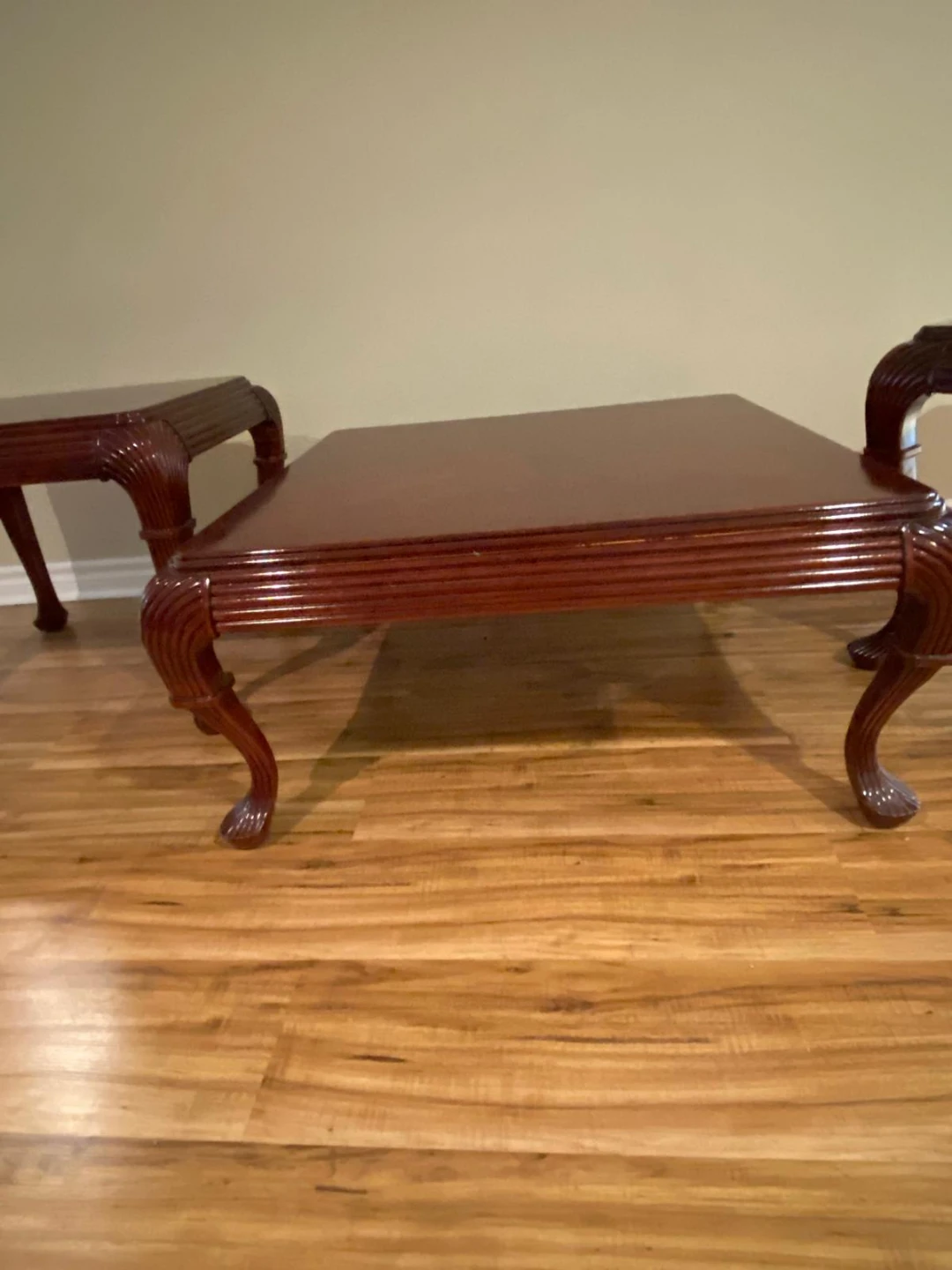 Set of 3 Mahogany Wood Accent Tables