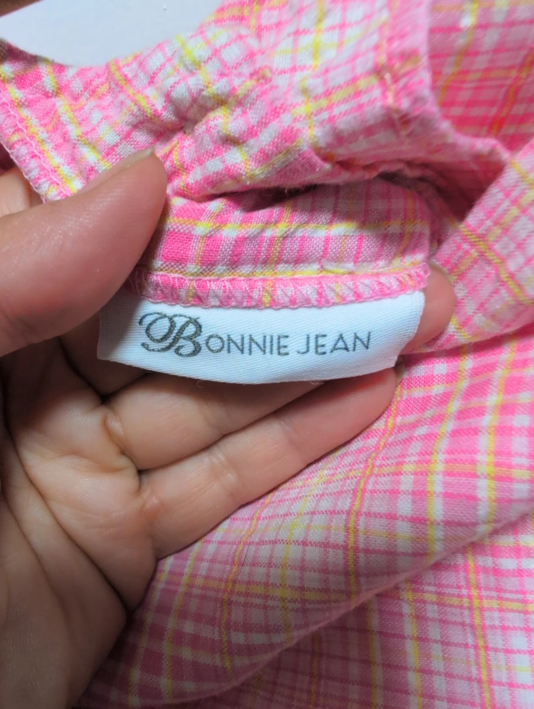 Bonnie Jean Pink Plaid Dress with Bow - Size 10 - photo 4