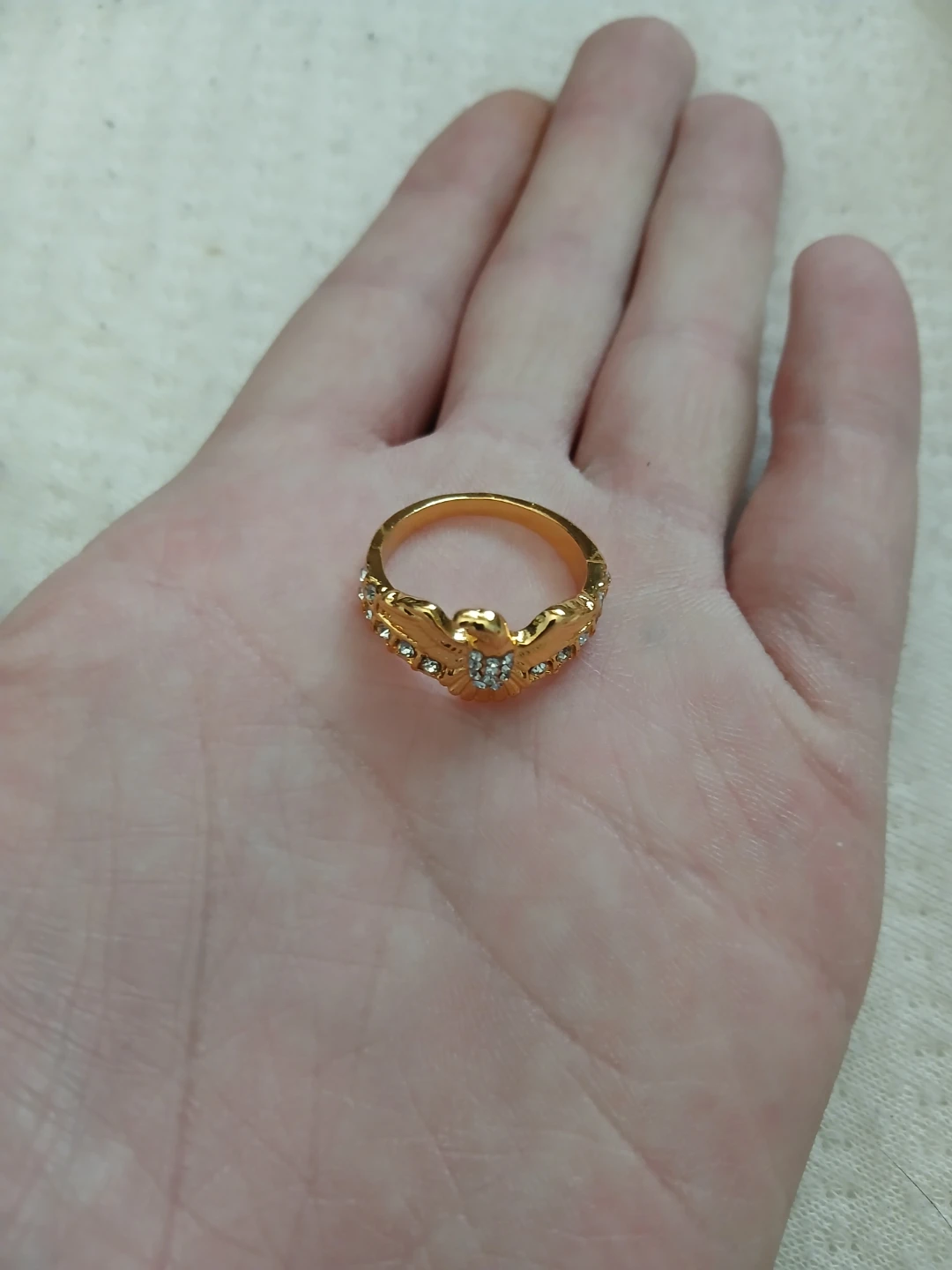 14K Gold Plated Copper Cubic Zirconia 2 Carat Total Eagle Ring - photo 3
