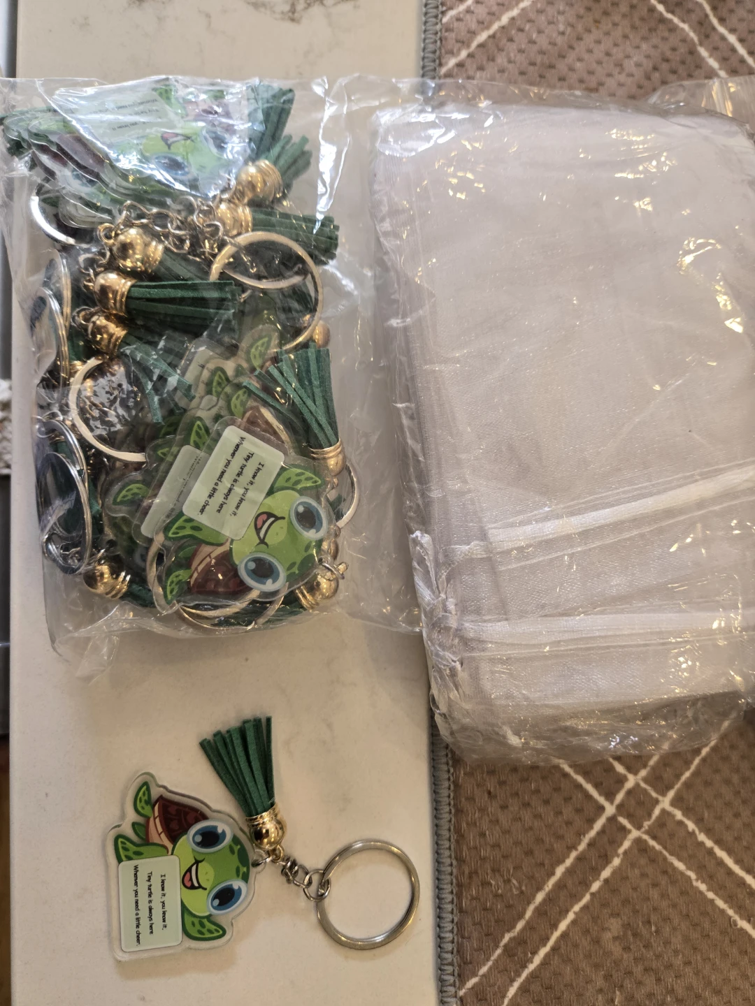 Turtle Keychain Tassel Charms - Set of Bulk Keychains