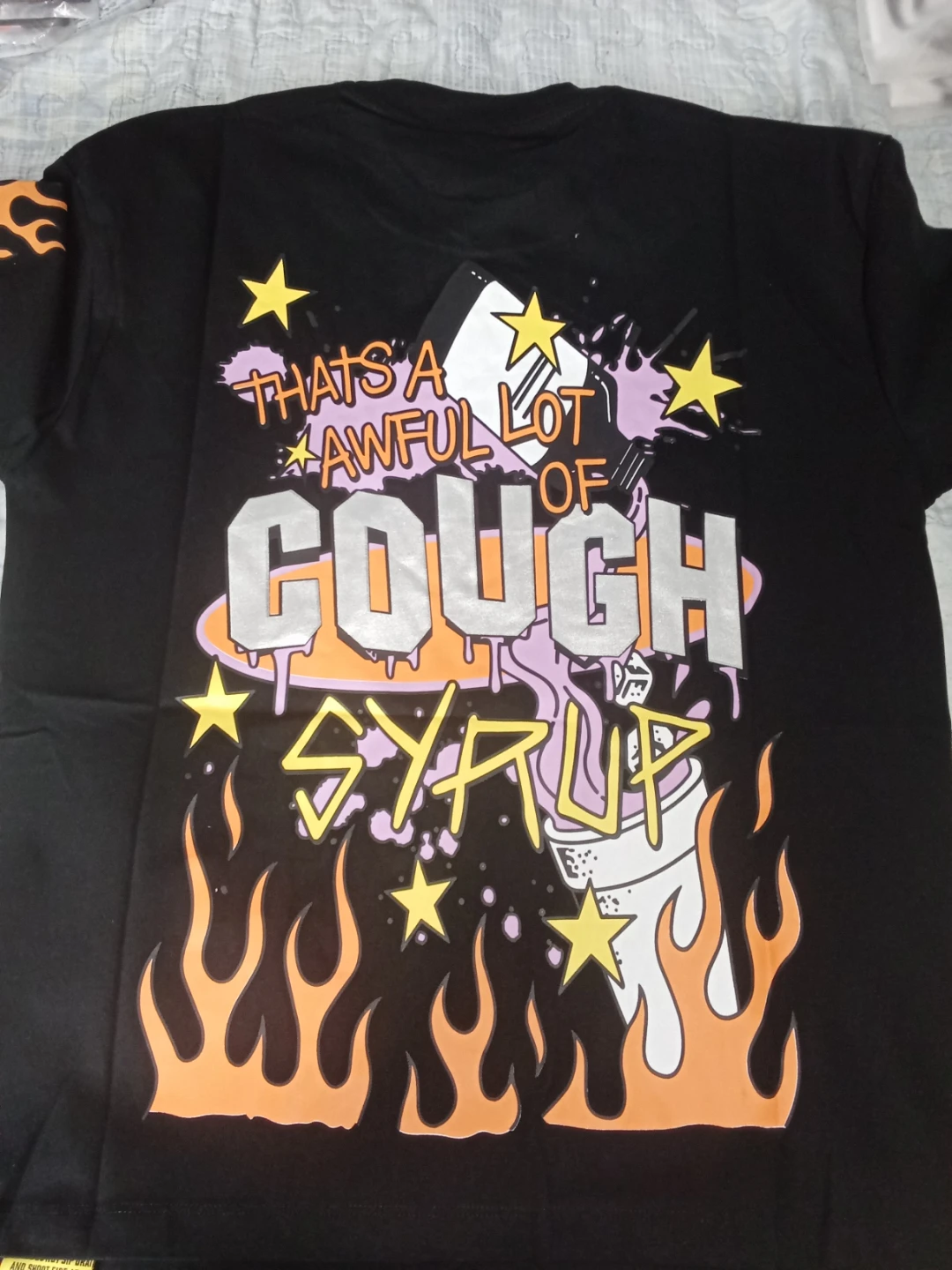Black "That's A Awful Lot Of Cough Syrup" Graphic T-Shirt