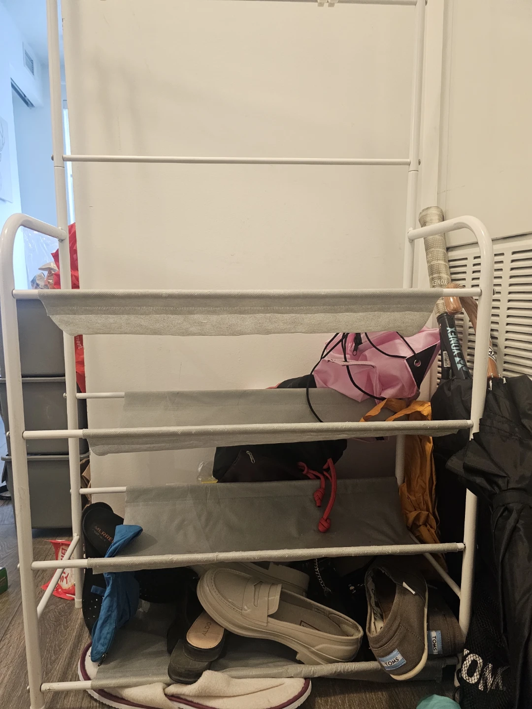 White 4-Tier Shoe Rack with Hanging Rail - photo 2