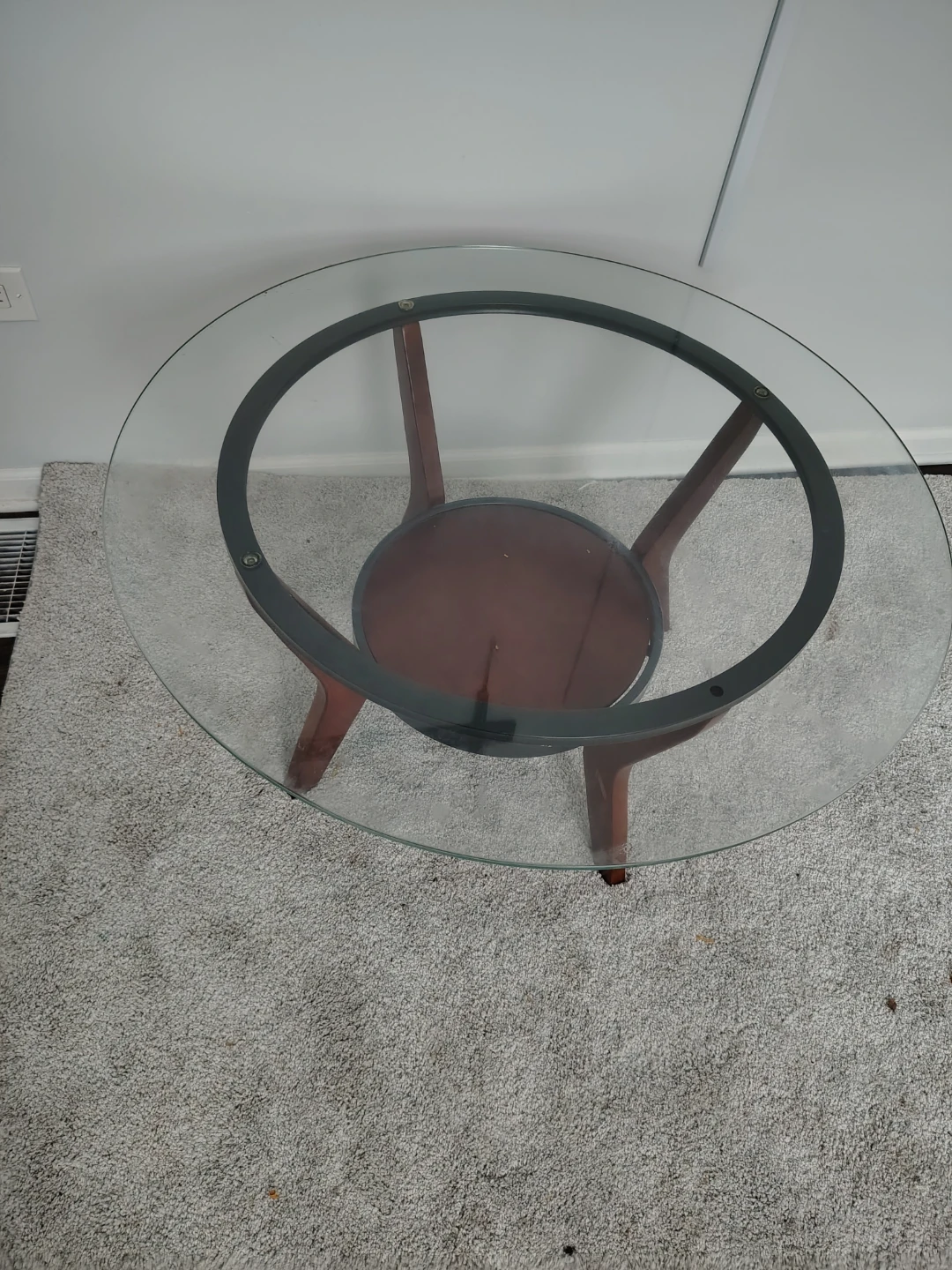 Glass Top Coffee Table with Wooden Base - photo 3