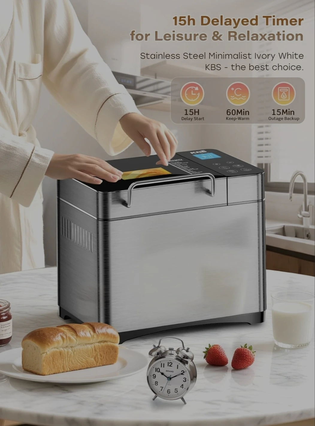 KBS Stainless Steel Bread Maker 2lb Loaf