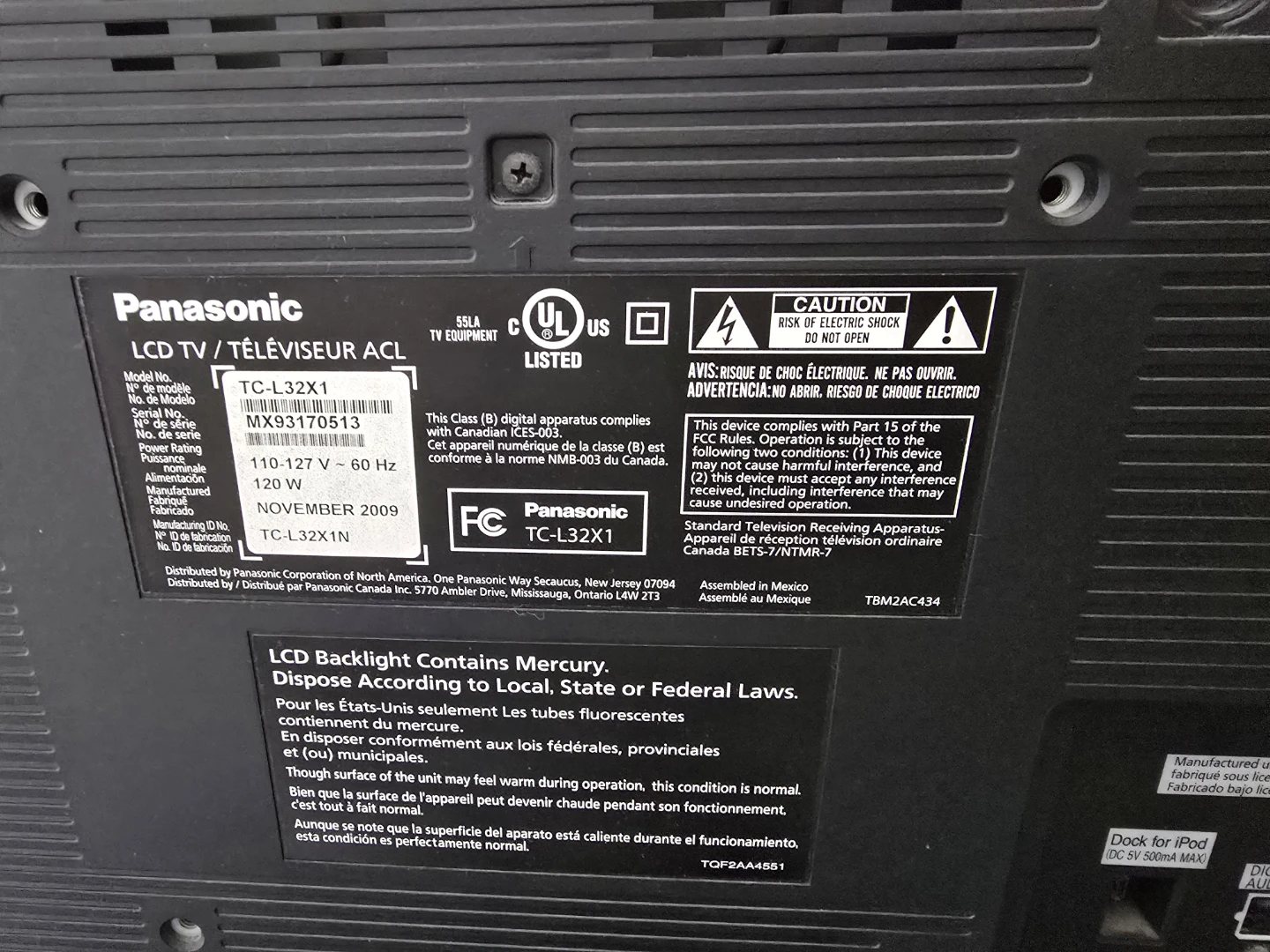 Panasonic 32" LCD HDTV (TC-L32X1) – Includes Remote - photo 3
