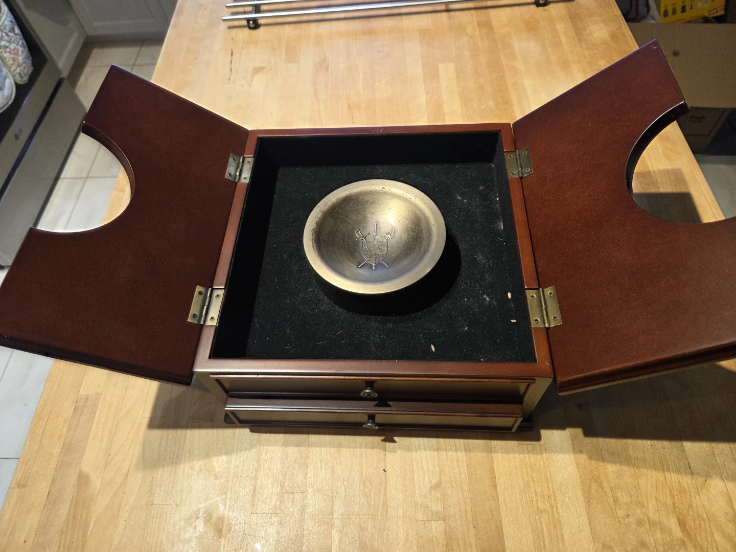 Wooden Jewellery Box with Brass Bowl - photo 2