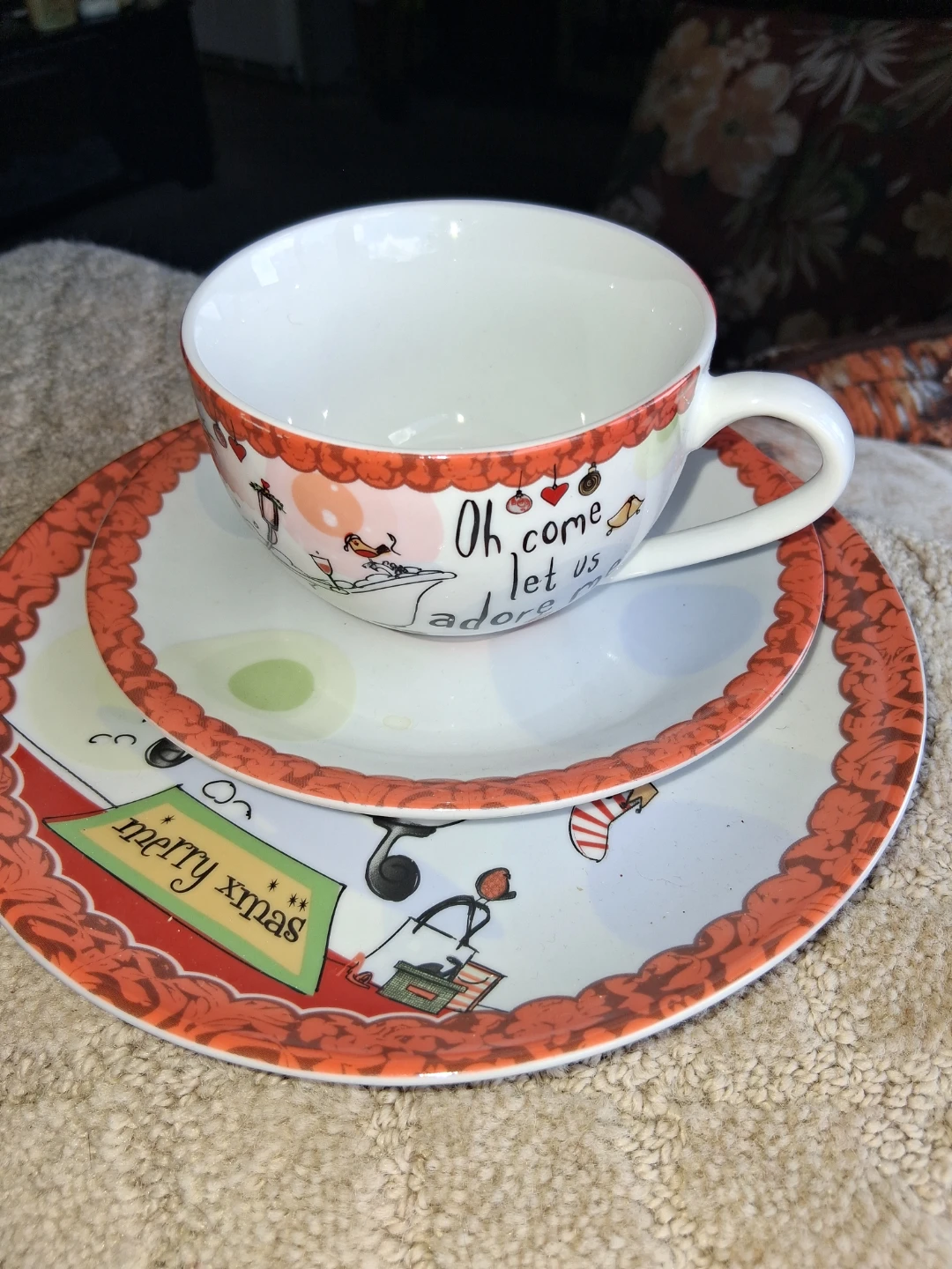 Christmas Teacup and Saucer Set
