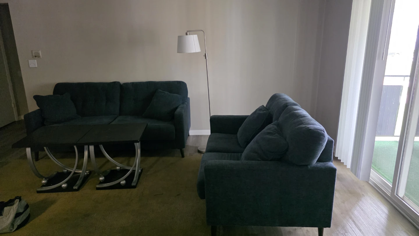 Blue Tufted Loveseat Sofa