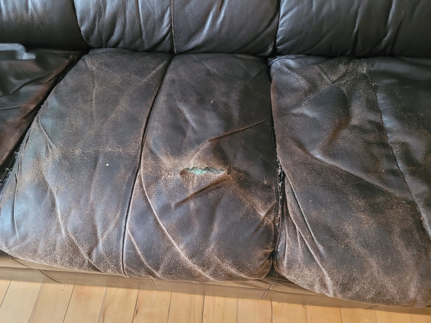 Brown Leather 3-Seater Couch - photo 2